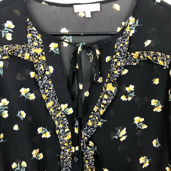 re-named Floral Chiffon Peasant Top Sz M - Picture 10 of 11